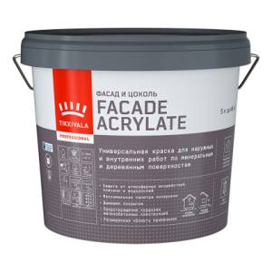Краска универсальная Tikkivala Facade Acrylate глубокоматовая база A 5 л