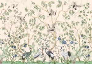 3D Фотообои Artegrafico «Журавли в цветущем саду» FN-033 канвас