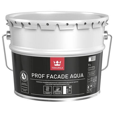 TIKKURILA PROF FACADE AQUA краска фасадная, силикон модифицированная, глубоко матовая, база A (9л)