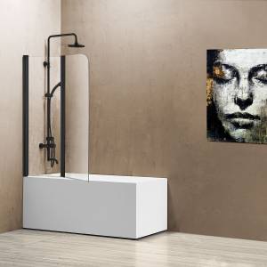 Шторка на ванну Vincea VSB-12114CLB 1140x1400 черный, стекло прозрачное