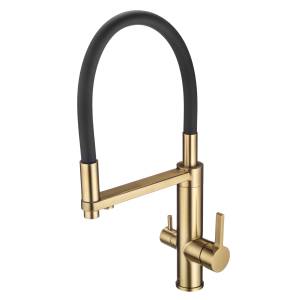 Смеситель для кухни Swedbe Select 8440GO золото, с гибким изливом