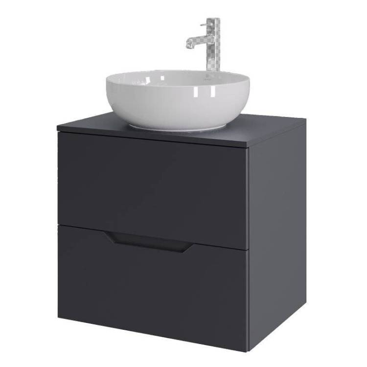 Тумба с раковиной Orange Line Li-60TugMDF+B07-420W графит матовый, 60 см
