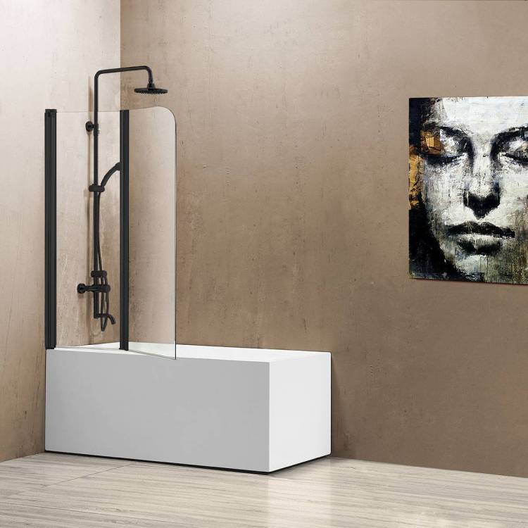 Шторка на ванну Vincea VSB-12114CLB 1140x1400 черный, стекло прозрачное