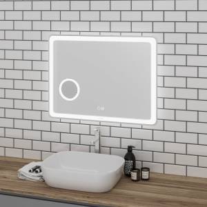 Зеркало Grossman LEO 800x800x45 LED с сенсорным выкл.,гравировкой,подогревом и увеличительным стеклом