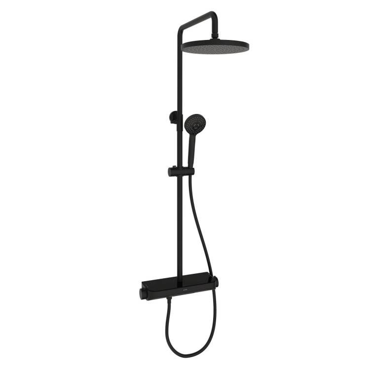 Душевая стойка Sancos Teo SC11002MB черная матовая, с термостатом