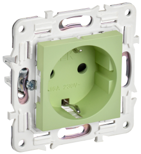 Розетка 1-местная с заземлением и шторками IEK Skandy SK-R14-16-K06 мятный