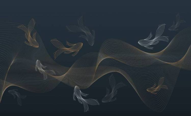 3D Фотообои Artegrafico «Золотые волны глубоко под водой» PL-105 песок