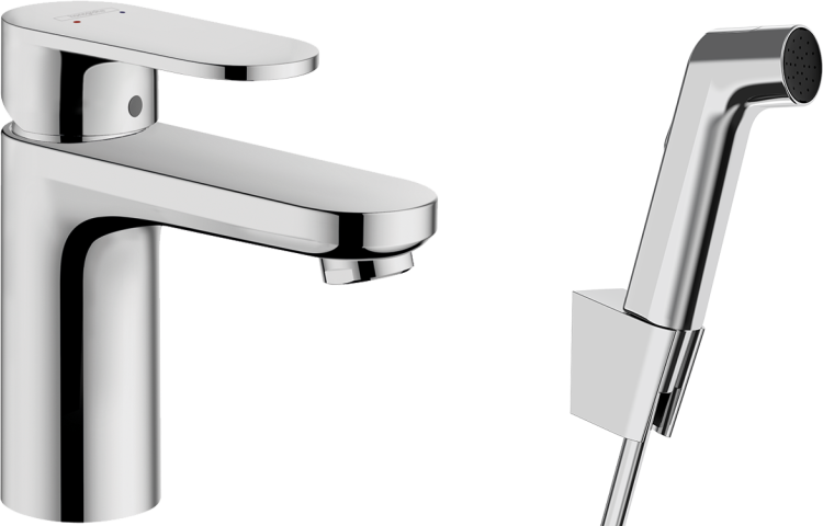 Смеситель для раковины Hansgrohe Vernis Blend 71215000 с гигиеническим душем, хром