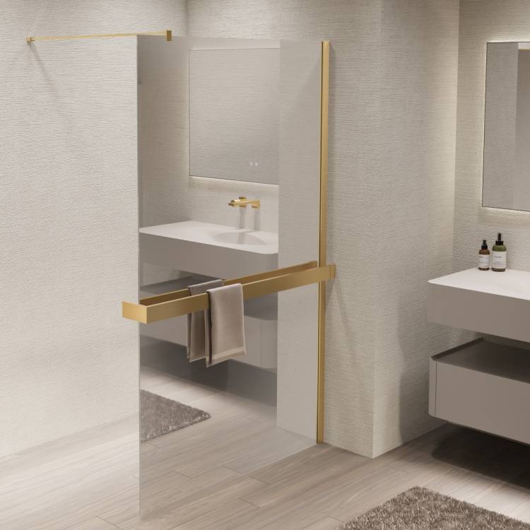 Душевая перегородка Vincea Walk in VSW-1HR900MRG профиль матовый золотой, стекло зеркальное, 90x200