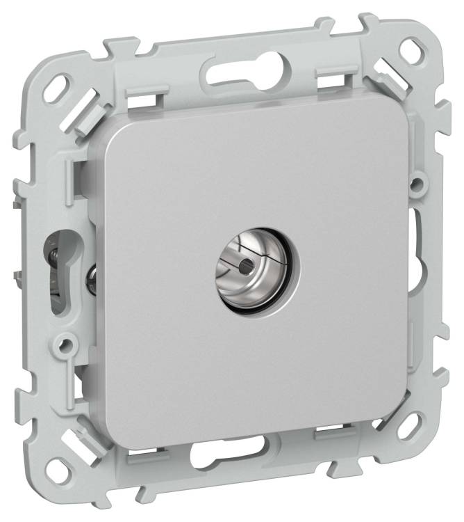 ТВ-розетка проходная тип M IEK Flite FI-A13-P-K47 алюминий