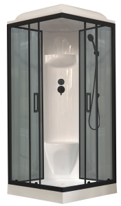 Душевая кабина Royal Bath RB 80HP6-GT-BL профиль черный, стекло прозрачное, 80x80x217