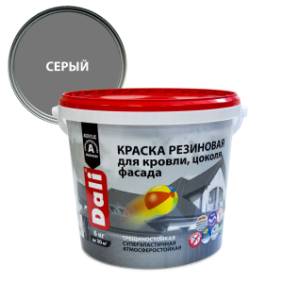 Краска резиновая трещиностойкая акриловая для кровли цоколя фасада Dali серый 6 кг