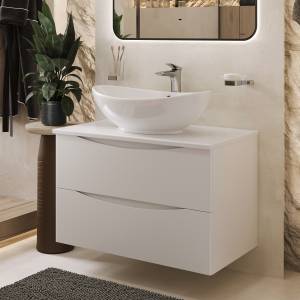 Тумба с раковиной BOND Cube T05805-S55590 белая, 80 см