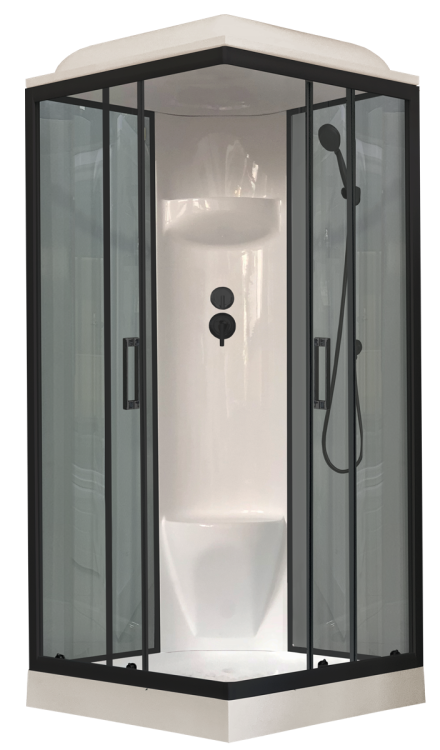 Душевая кабина Royal Bath RB 80HP6-GT-BL профиль черный, стекло прозрачное, 80x80x217