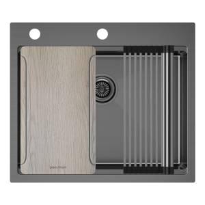 Мойка кухонная Paulmark Kroner-Multi Sink 59 PM685951-GM вороненая сталь, 51x59