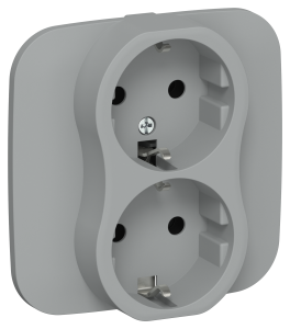 Розетка 2-местная с заземлением IEK Flite FI-R21A-16-1-K03 серый