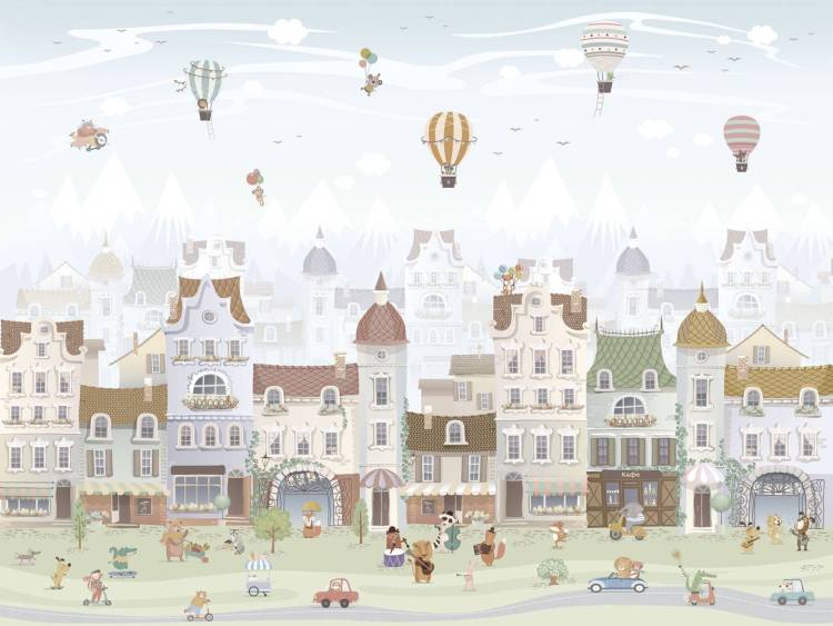 Бесшовные Eco обои Ortograf Little friends 34348 Счастливый городок 3 Ворс+ ОЕ+
