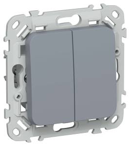 Выключатель 2-клавишный проходной IEK Flite FI-V28-0-10-1-K35 маренго