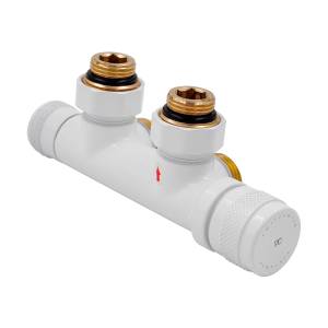 Узел нижнего подключения Primoclima Armature Lunar PCART890AW термостатический, угловой, правый 1/2"х3/4"Е, белый