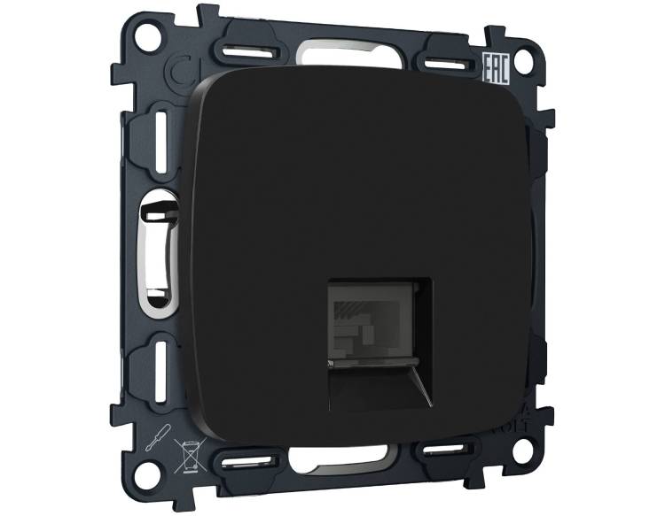 Комплект механизма компьютерной розетки Ambrella Volt MO MO812005 черный матовый