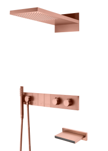 Душевой комплект Boheme Zodiac 133-2-CB с изливом, с термостатом, трехпозиционная, Copper Brushed