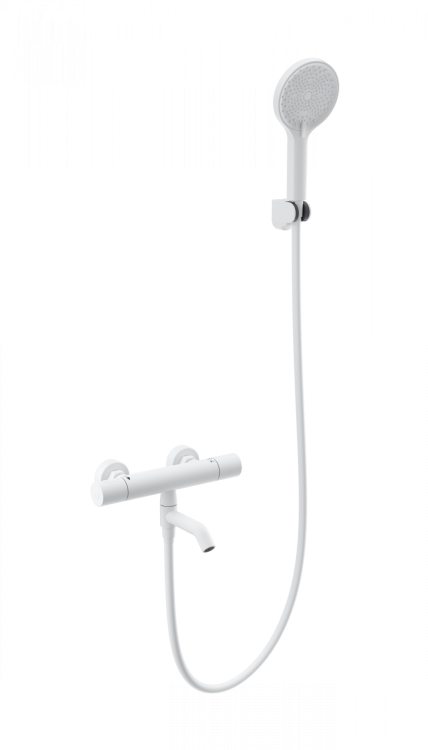 Смеситель для ванны Wonzon & Woghand WW-B3013-A1-MW с душем и термостатом, белый матовый