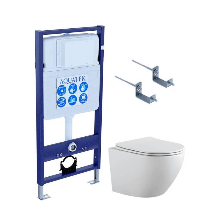 Унитаз с инсталляцией Aquatek Европа-KKI2 с крышкой-сиденьем микролифт