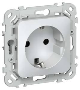 Розетка 1-местная с заземлением и шторками IEK Flite FI-R14-16-K36 жемчуг