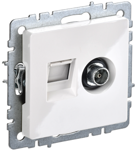 ТВ-розетка+Ethernet RJ45 IEK Brite BR-AK20-1-K01 белый