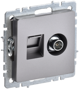 ТВ-розетка+Ethernet RJ45 IEK Brite BR-AK20-1-K46 сталь