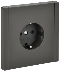 Розетка 1-местная с заземлением и шторками IEK Forte&Piano FP-R14-16-1-K03 серый