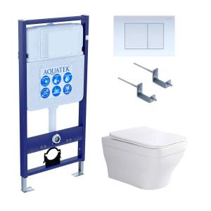 Унитаз с инсталляцией Aquatek Амадео-009 4в1 с белой глянцевой кнопкой