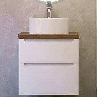 Тумба с раковиной Jorno Wood 60, белая, темная столешница