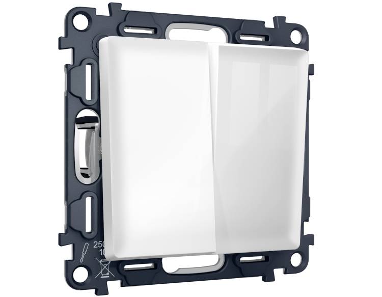 Комплект механизма 2-клавишного перекрестного выключателя Ambrella Volt MA MA103030 белый глянец