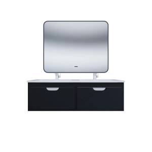 Тумба с раковиной Uperwood Modul подвесная, двойная, матовая, черная, 120 см