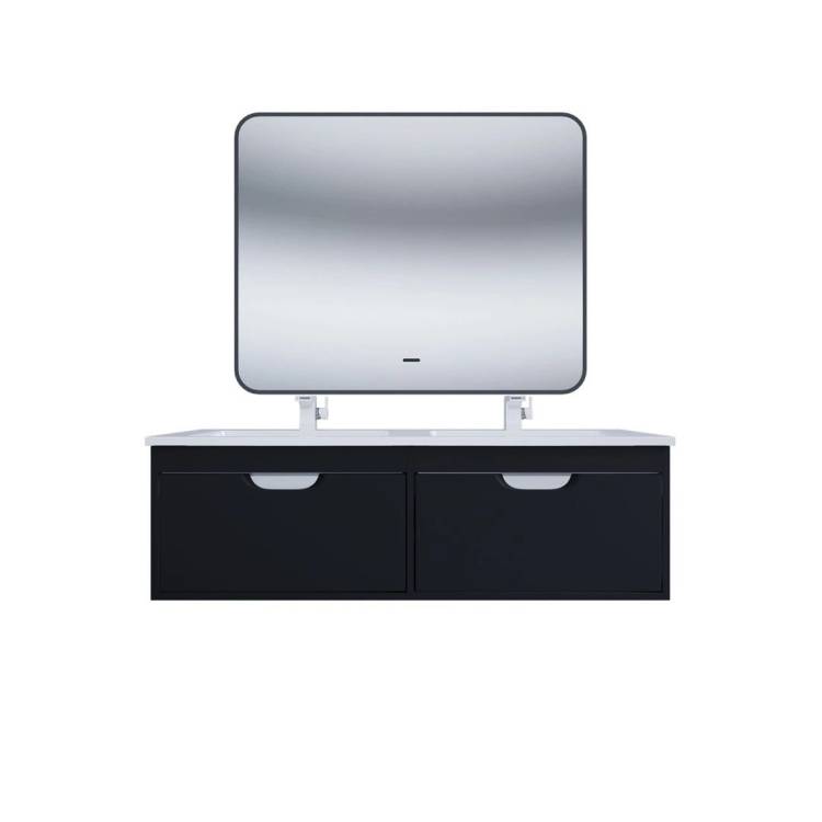 Тумба с раковиной Uperwood Modul подвесная, двойная, матовая, черная, 120 см