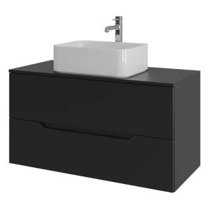 Тумба с раковиной Orange Line Li-100TubMDF+B02-460W черная матовая, 100 см