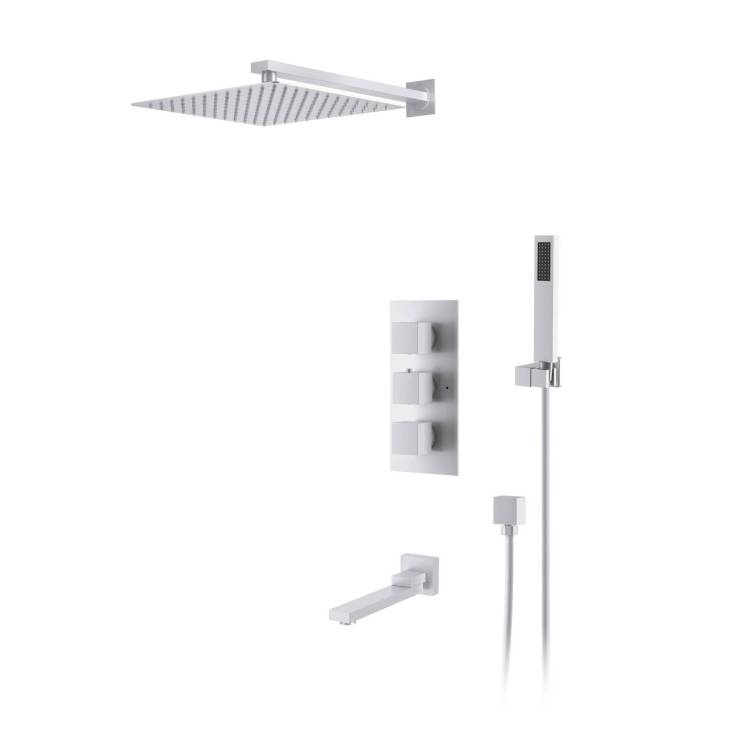 Душевая система D&K Bayern.Liszt DA2515608A04 белая матовая, встраиваемая, с термостатом, с изливом