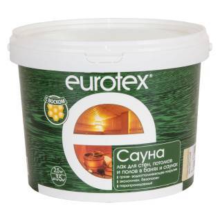 Лак для стен в саунах EUROTEX Сауна акриловый бесцветный 2.5 кг