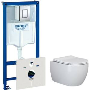 Комплект Унитаз подвесной Ceramica Nova Play CN3001 + Инсталляция Grohe Rapid SL 38775001 4 в 1