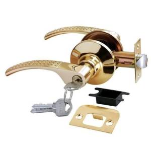 Дверная ручка Rucetti HK-04 L SG/GP Ключ-фиксатор матовое золото/золото