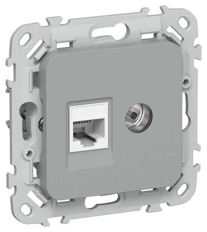 ТВ-розетка+Ethernet RJ45 IEK Flite FI-AK22-1-K03 серый