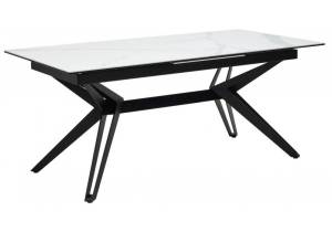 Стол Woodville Urbino 539687 керамика matte statuario белый мрамор матовый/черный 180(230)x90x76