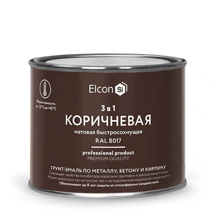 Грунт-эмаль по ржавчине 3 в 1 Elcon матовая коричневая 0.4 кг