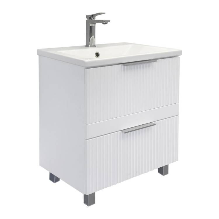 Тумба с раковиной Comforty Лима-60Н2 00-00019173 напольная, белая матовая