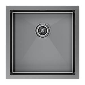 Мойка кухонная Paulmark Gerberg 44 Uni PM254444-GM Вороненая Сталь, 44x44