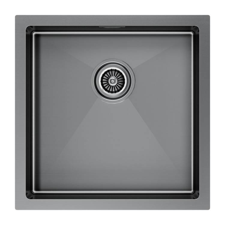 Мойка кухонная Paulmark Gerberg 44 Uni PM254444-GM Вороненая Сталь, 44x44