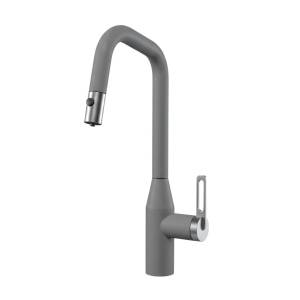 Смеситель для кухни Granula GR-8171 алюминиум, с выдвижным изливом