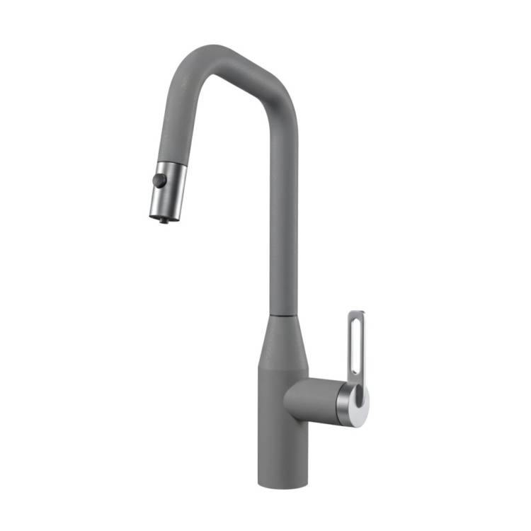 Смеситель для кухни Granula GR-8171 алюминиум, с выдвижным изливом