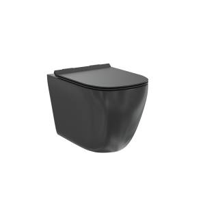 Унитаз подвесной Creto Logan L1 1001-002-L1BLMAT безободковый, сиденье микролифт, черный